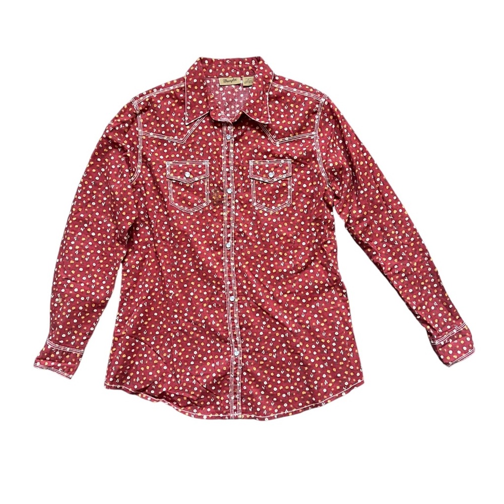 Wrangler Shirt Snap Button Down Long Sleeve Floral Casual Country Western EUC M